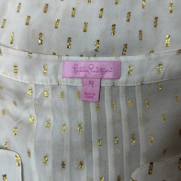 LILLY PULITZER-POOLSIDE RILLA SILK BLOUSE  XS - Picture 2 of 6